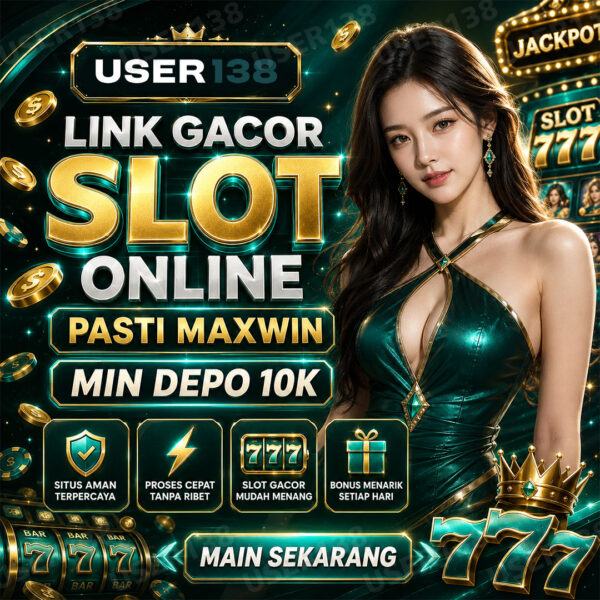 Banner resmi hiburan game online User138 dengan fitur maxwin dan deposit terjangkau